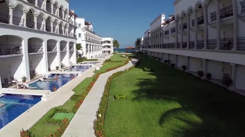 Walk out pools at a vacation resort Stock Footage 47790834