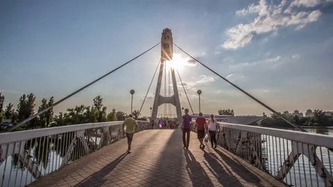 Walk over the bridge HyperLapse Stock-Footage 84737357