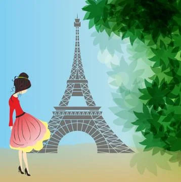 On a walk in Paris Stock Illustration