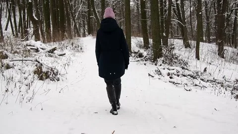 A walk in the park in winter. The concept of mental health. Stock Footage 221852285