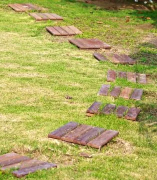 Walk path in the yard Stock Photos