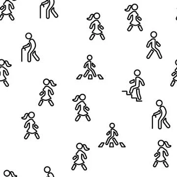 Walk People Motion Vector Seamless Pattern 스톡 일러스트