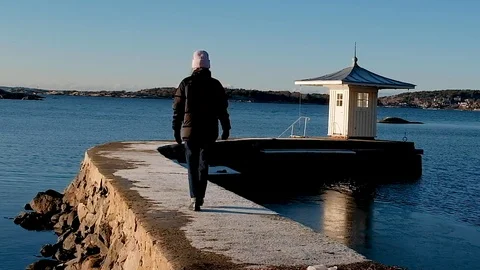 A WALK BY THE PIER Video stock 98831510