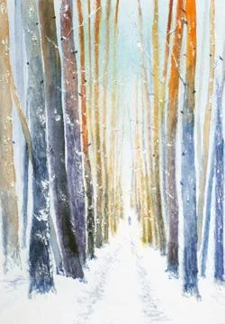 Walk in the pine park Stock Illustration