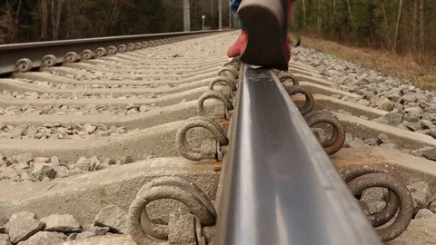 Walk on the rail. Stock-Footage 129054170