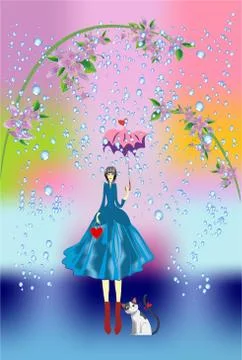 Walk in the rain, Stock Illustration