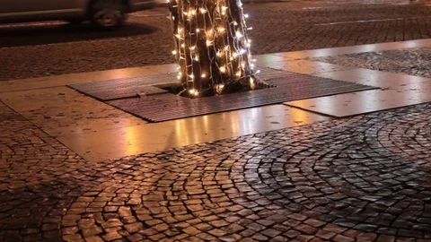Walk on shiny floor at night Stock Footage 83613593