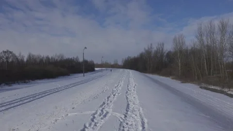 Walk in snowy scenery Video stock 148442399