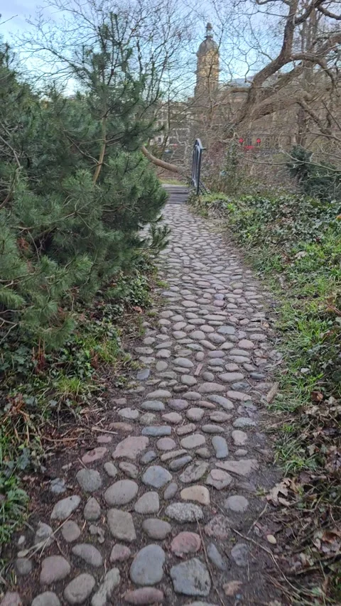 Walk on a Stone Path in the Park Stock Footage 237347170