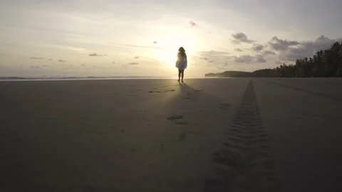 A walk at sunset on the beach Stock Footage 151412679