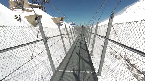 Walk on the suspension bridge Stock Footage 61728771