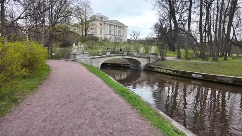 A walk through the beautiful spring park. Slowmotion Stock Footage 320563558