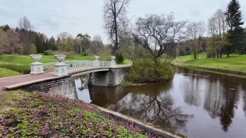A walk through the beautiful spring park. Slowmotion Stock Footage 320563625