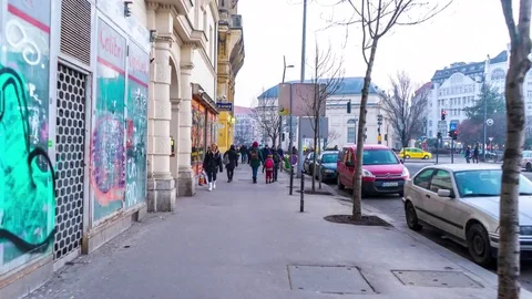 Walk through the city during Winter in Budapest Video stock 84262920