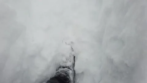 Walk through deep snow in winter Stock Footage 146662008