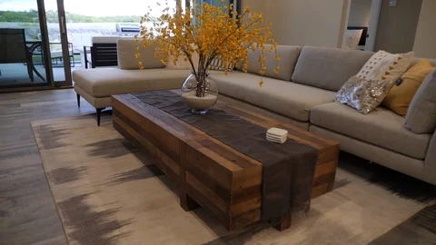 Walk Through Dining Room Table Into Living Room Stock Footage 112942626