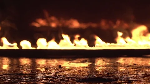 Walk Through Fire Stock Footage 76437132