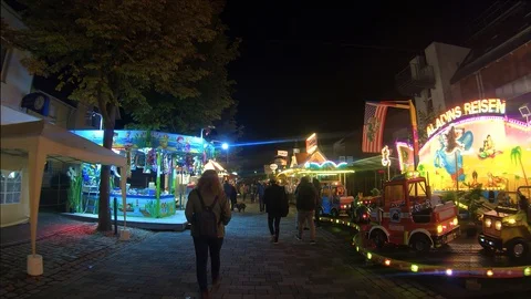 Walk through a funfair in Dortmund, Germany Stock Footage 116562230