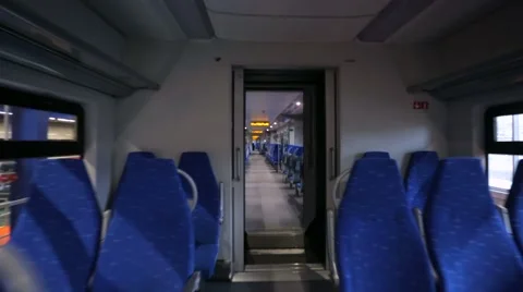 Walk through interior of high-speed train in first person pov. Stock Footage 60633645