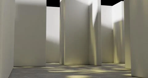 A walk through a labyrinth of white walls. Stock Footage 307997612