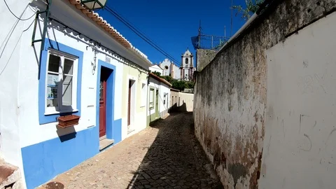 Walk through the narrow streets of the town, Algarve Stock Footage 106607331