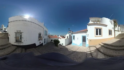 Walk through the narrow streets, VR360, VR, 360VR, 360 Video, Algarve Stock Footage 106293242