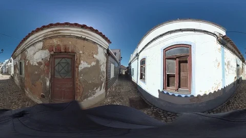 Walk through the narrow streets, VR360, VR, 360VR, 360 Video, Algarve Stock Footage 106295360