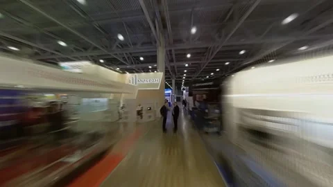 A walk through the newly opened exhibition, the quarantine ended,  time lapse Stock Footage 152424084