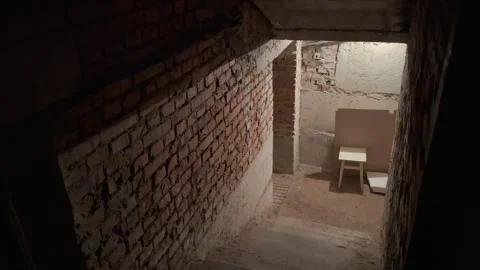 Walk through the old dark basement Stock Footage 251586826