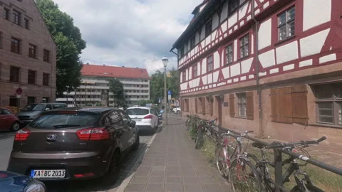 Walk through the old streets of Nuremberg. Germany.  Stock Footage 114008738