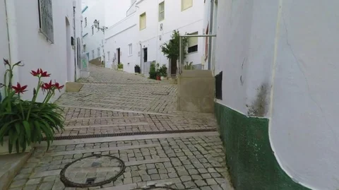 Walk through old town of Albufeira. Portugal Stock Footage