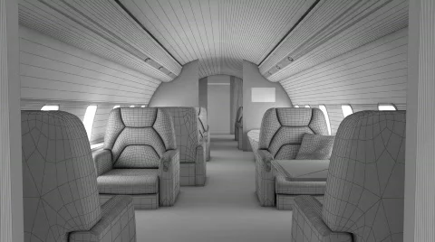 Walk through private plane interior Stock Footage 775861