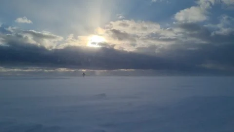 Walk through the snow field Stock Footage 272421294