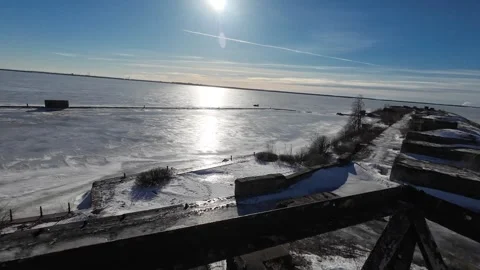 Walk through a snow field in a storm Stock Footage 272315616