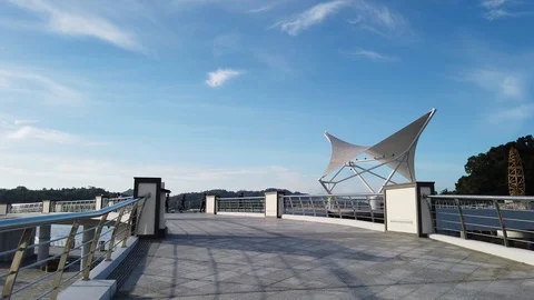 Walk through Sultan Omar 'Ali Saifuddien Pedestrian Bridge Stock Footage 101150382