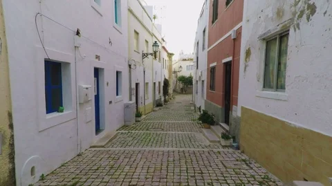 Walk through traditional Portuguese town of Albufeira. Stock Footage