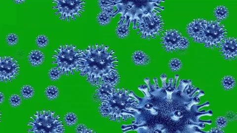 Walk through virus particles motion graphics with green screen background Stock Footage 128217365