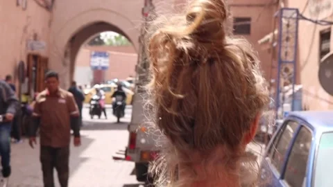 Walk trough Marrakech pov head Stock Footage 238625644