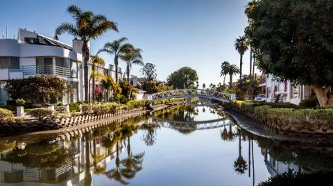 Walk at venice beach canals Stock Photos