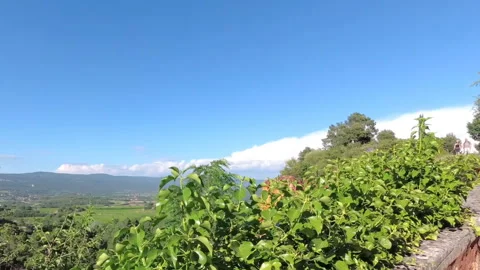 Walk with a video camera on a viewing platform in the French city of Roussillon. Stock Footage 98536018