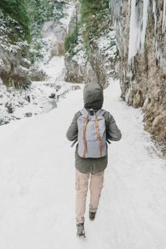 A walk on winter path Stock Photos
