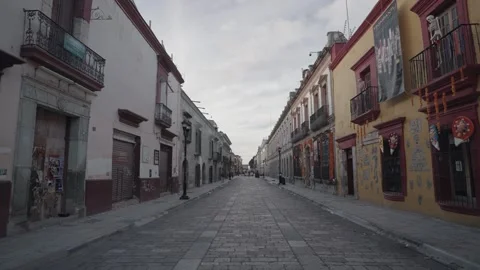 Walkable Historical Centro Center of Oaxaca de Juarez Mexico in The Morning Video stock 256093691