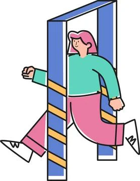 Walked Through the Checking Door Illustration - Security &amp; Access Stock-Illustration