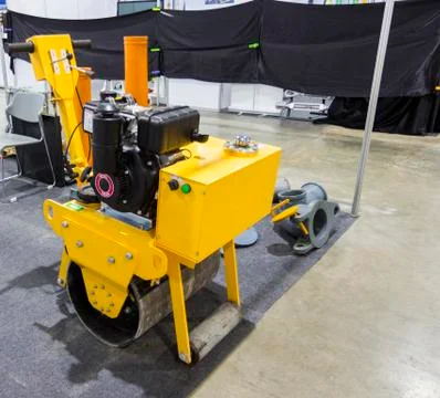 Walker construction roller, for leveling new asphalt road Stock Photos