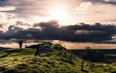 Walker by Hadrian's Wall Stock Photos