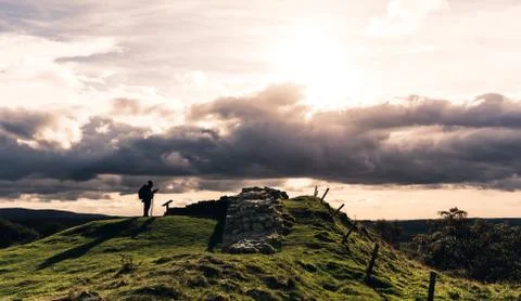 Walker by Hadrian's Wall Stock Photos