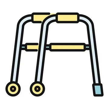 Walker icon representing mobility aid and disabled support Stock Illustration