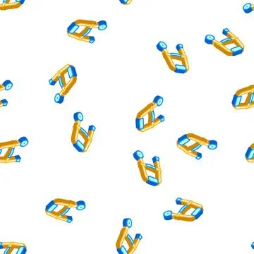 Walker for old human isometric icon seamless pattern 스톡 일러스트