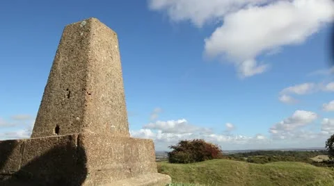 Walker reaches summit of a hill Stock Footage 21035698