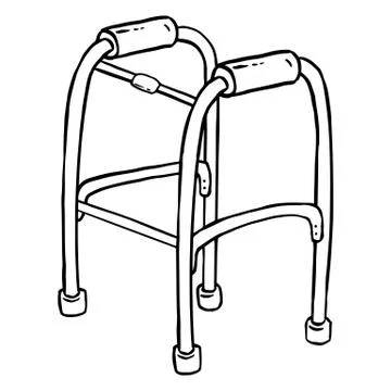 Walker support for disabled people doodle. Vector glyph graphic symbol. Isola イラスト素材